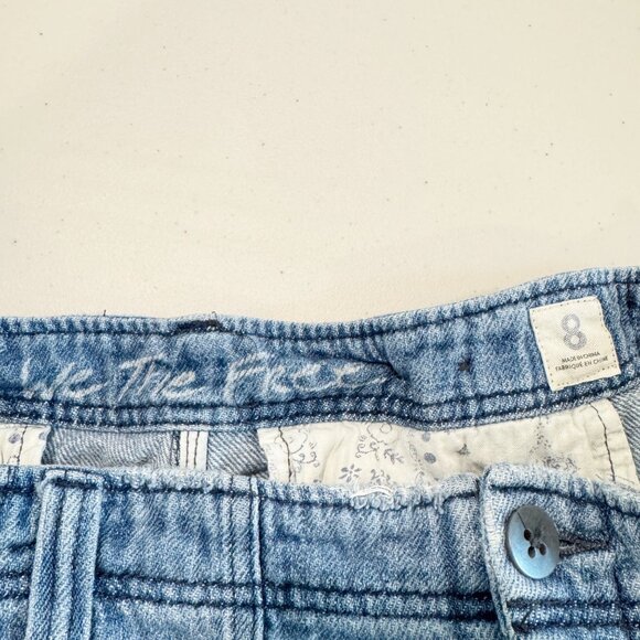 We The Free Denim She's A Legend Button Fly Distressed Baggy Harem Jean Shorts 8 - Picture 6 of 10